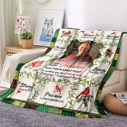 Love and Hug From Heaven - Custom Photo Sympathy Gift - Personalized Memorial Custom Blanket