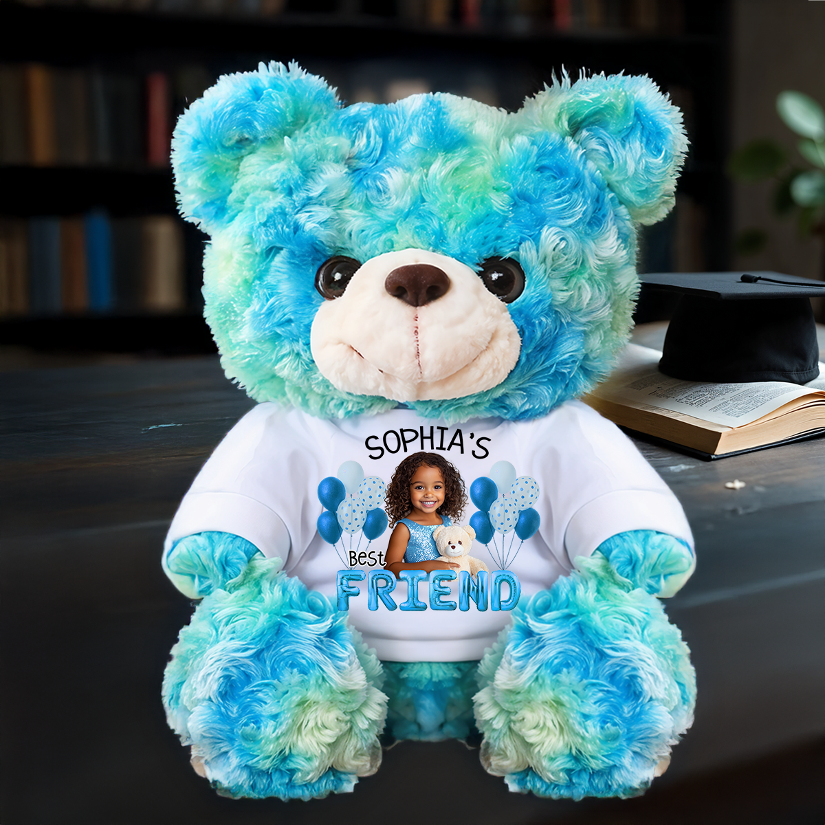 Personalized Teddy Bear Plush for Bestie - Custom Photo and Name Bear - Personalized Plush Bear