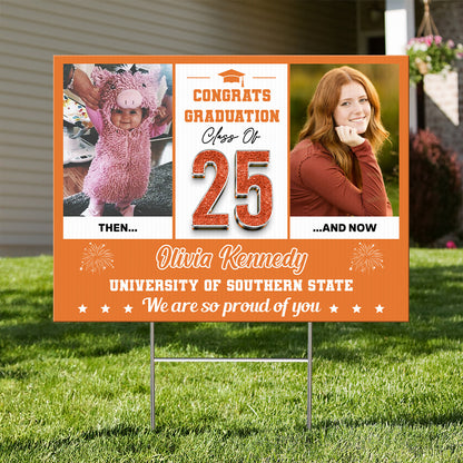 Class of 2025 Graduation Lawn Sign | Custom Name, School & Photo | Proud Graduate Yard Sign