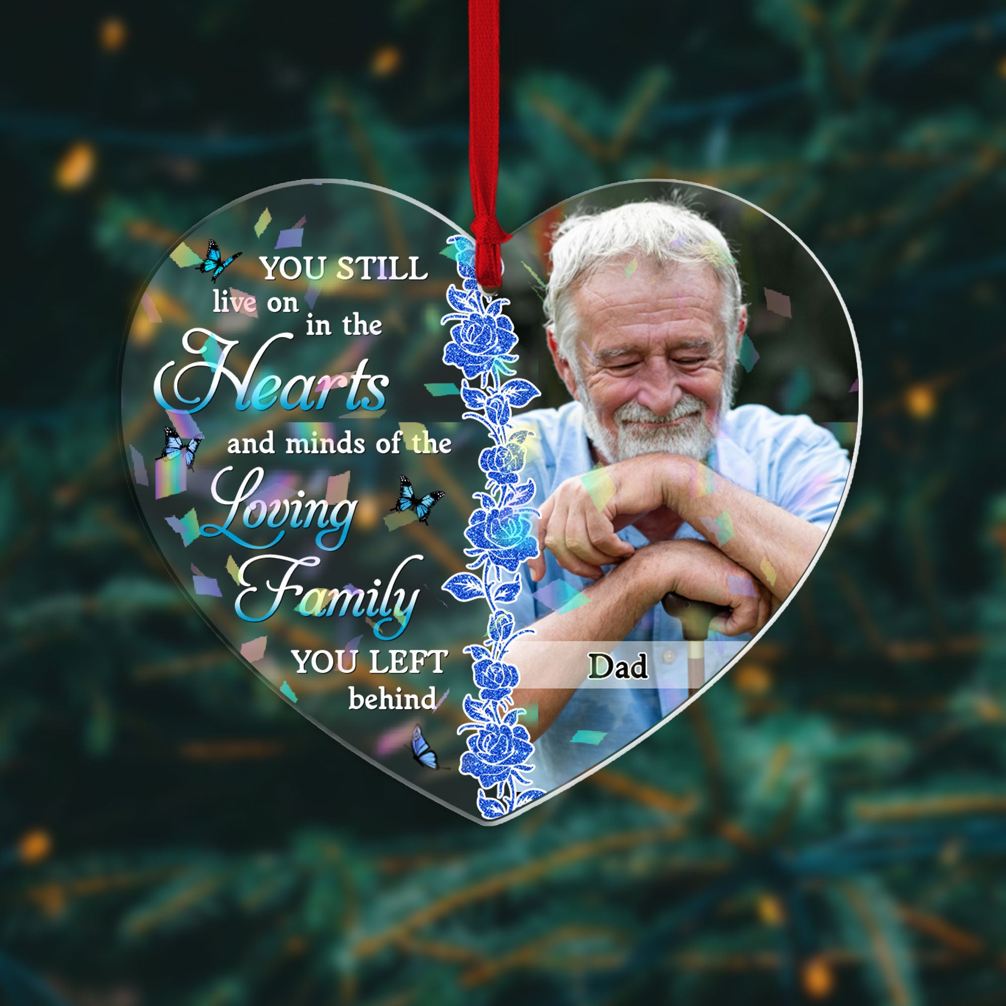 Personalized Memorial Christmas Ornament - Custom Shape Hologram Ornament