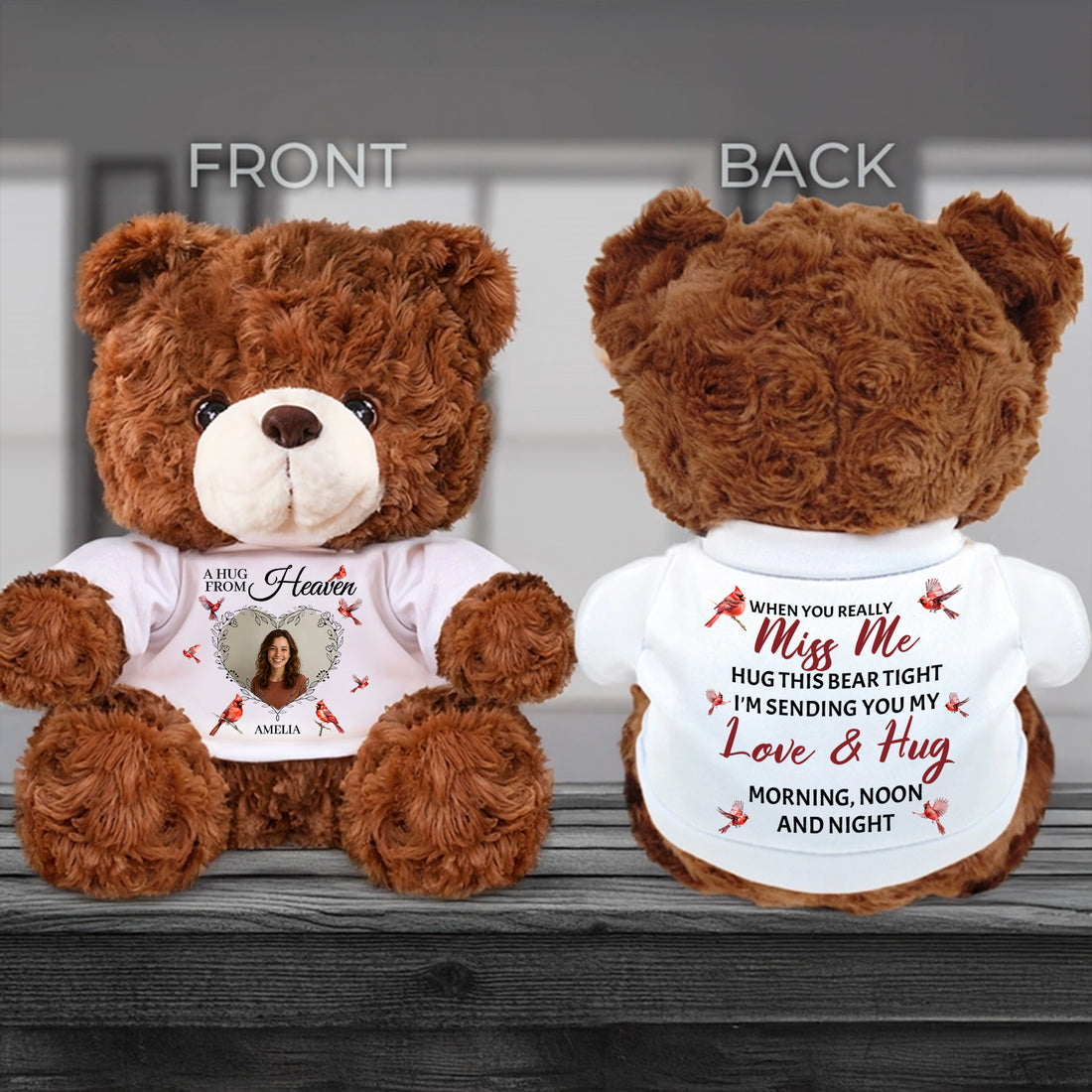 Memorial Teddy Bear Photos - When You Miss Me - Custom Name and Photo Teddy Bear
