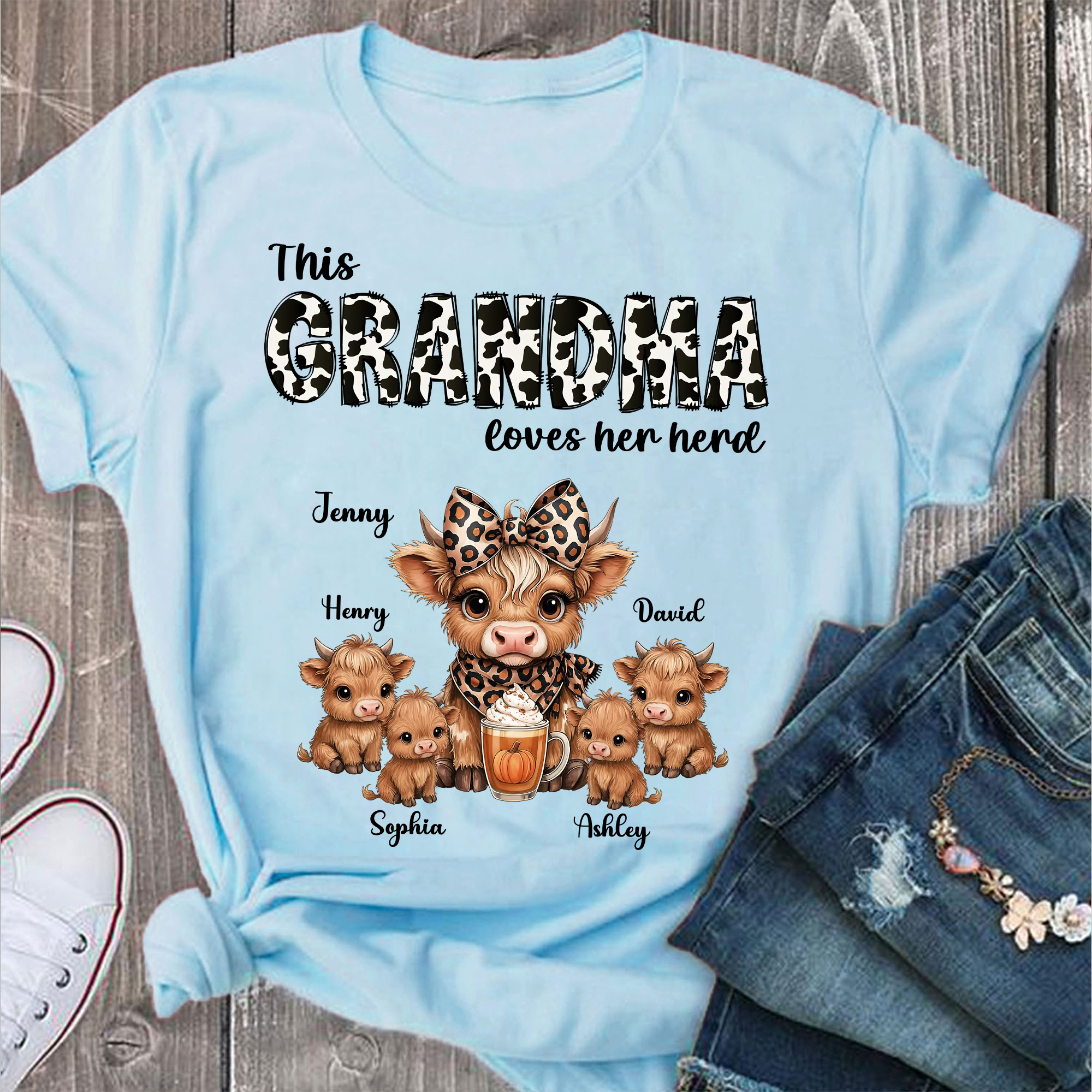 Grammy Love Her Herd Kids - Custom Name Shirt - Personalized Shirt Custom T-shirt