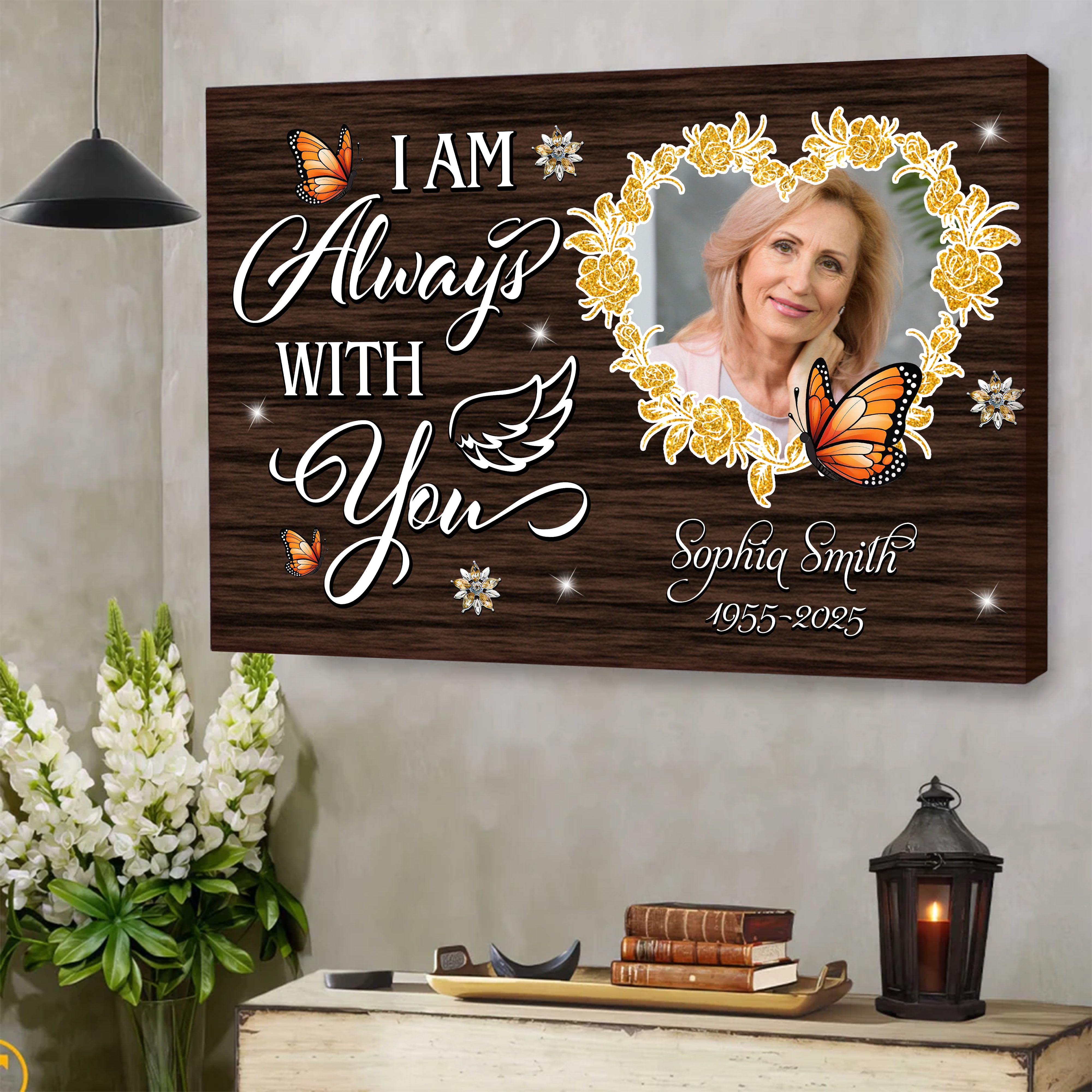 I'm Always With You - Custom Name and Photo Memorial - Personalized Canvas Print - Family Decor