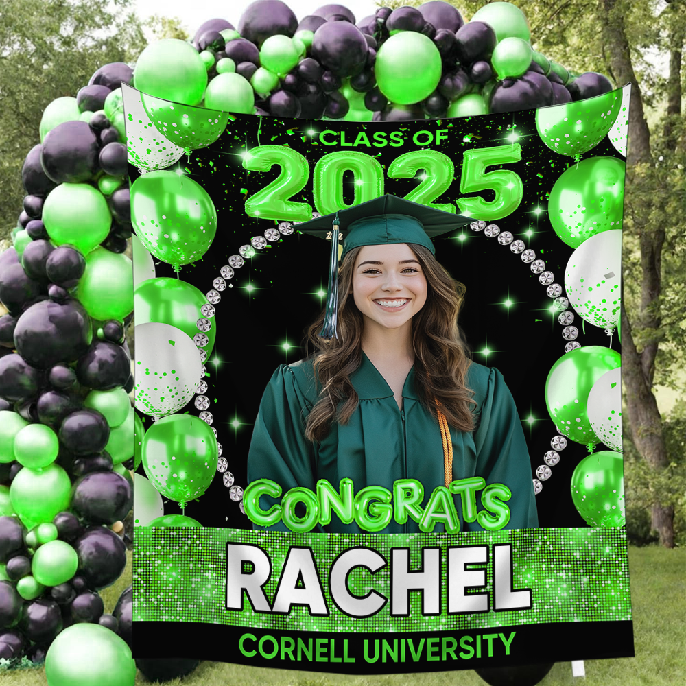 Personalized Congrats Class Of 2025 Graduation Backdrop, Custom Photo Graduation Party Decorations