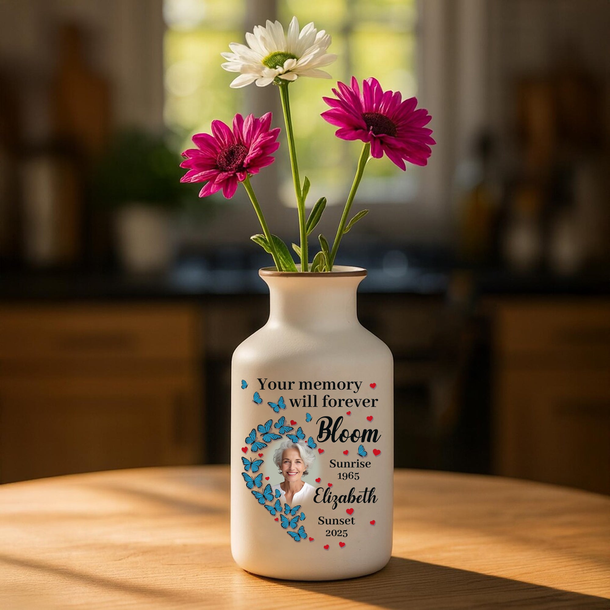 Your Memory Will Forever Bloom - Personalized Elegant Ceramic Flower Pot Minimalist - Memorial Gift