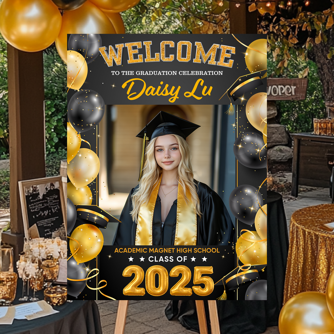 Personalized Photo Welcome To The Graduation Celebration Welcome Sign, Class Of 2025, Graduation Decor