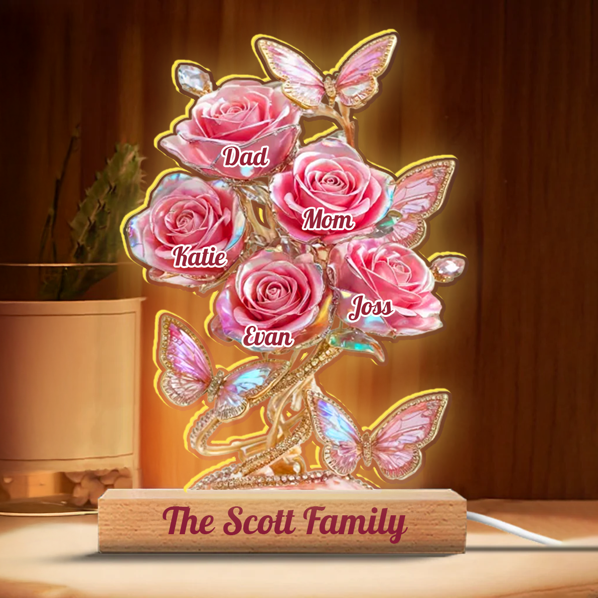 Our Family Flowers - Personalized Custom Acrylic 3D Led Light