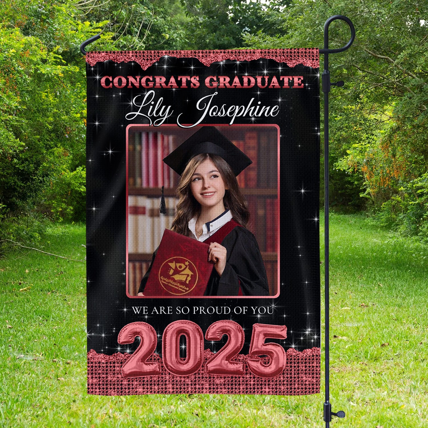 Custom Graduation Flag | Congrats Graduate Class Of 2025 With Photo – Graduation Garden Flag & Party Decor