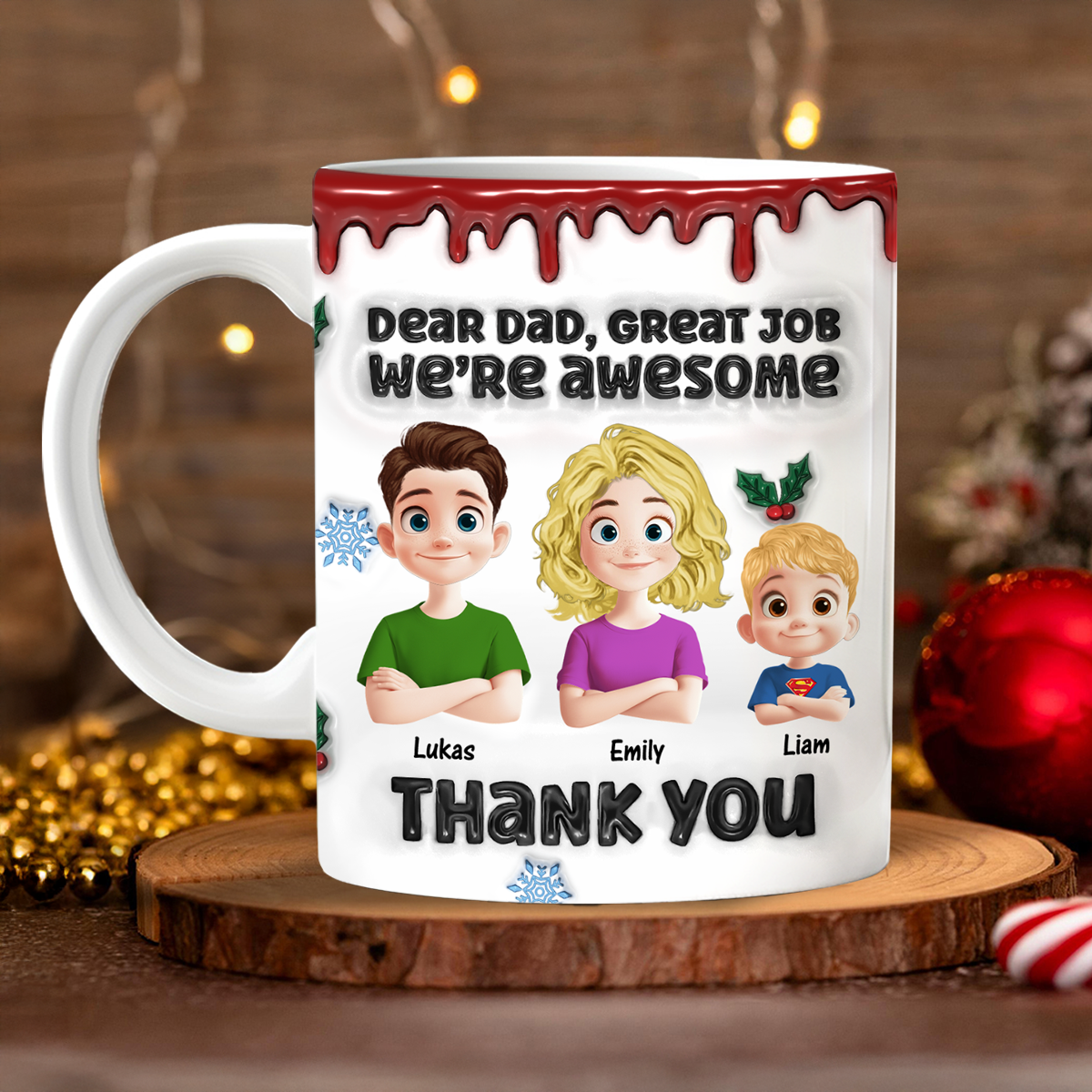 Custom Name Kids Mug - Dad Mom Family Gift - Personalized Custom Mug
