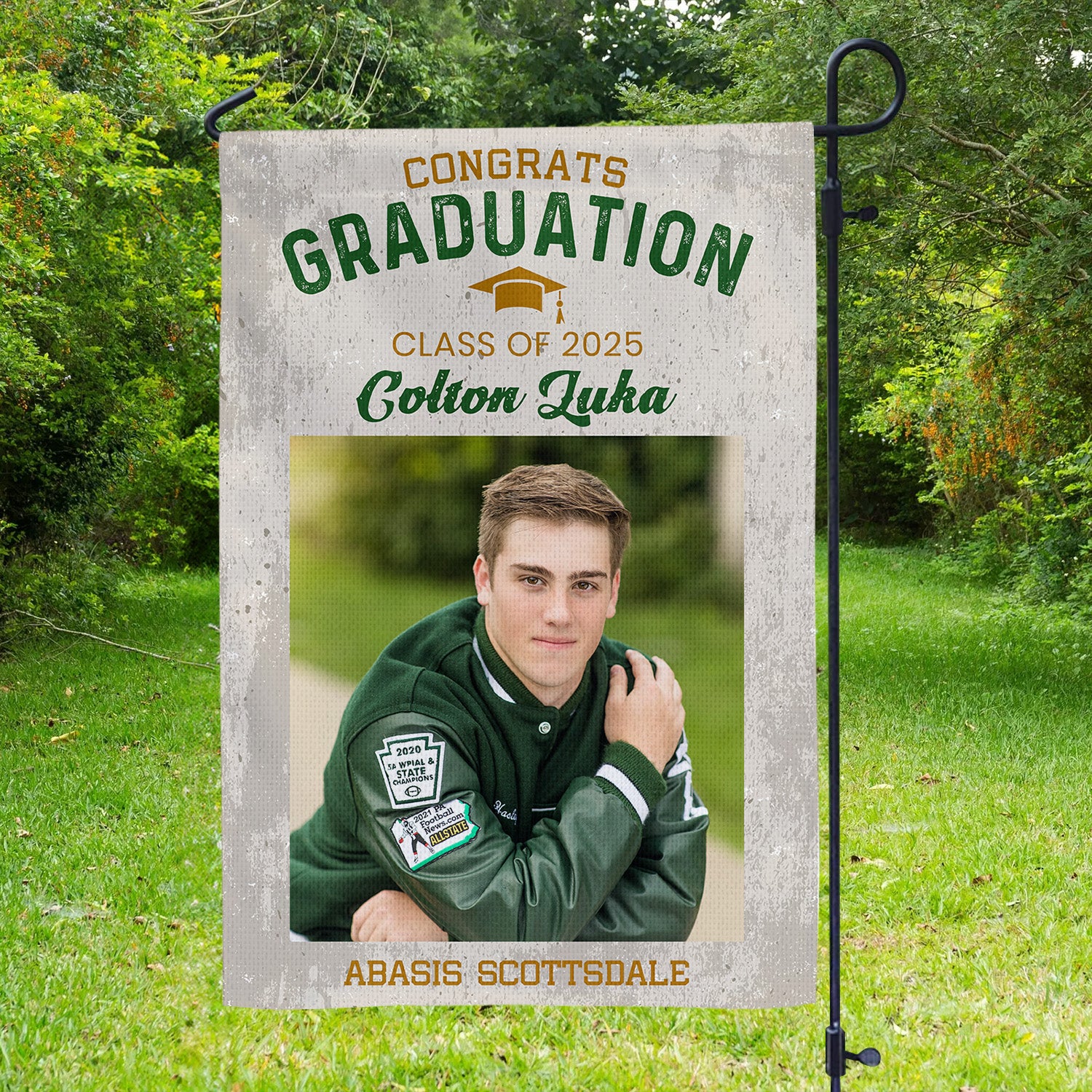 Custom Photo and Name Flag Congrats Graduation 2025 Garden Flag, Graduation Decorations