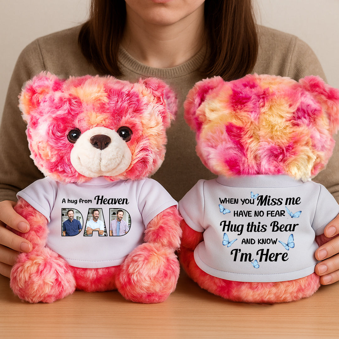 A Hug From Heaven - Personalized Memorial Bear Plush - Custom Name and Photo Teddy Bear