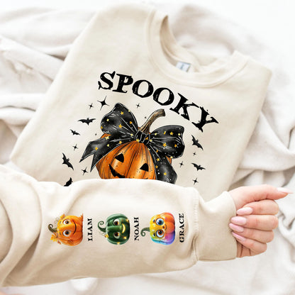 Spooky Grandma Mom Halloween Pumpkin - Custom Name Sweatshirt - Personalized Shirt Custom T-shirt