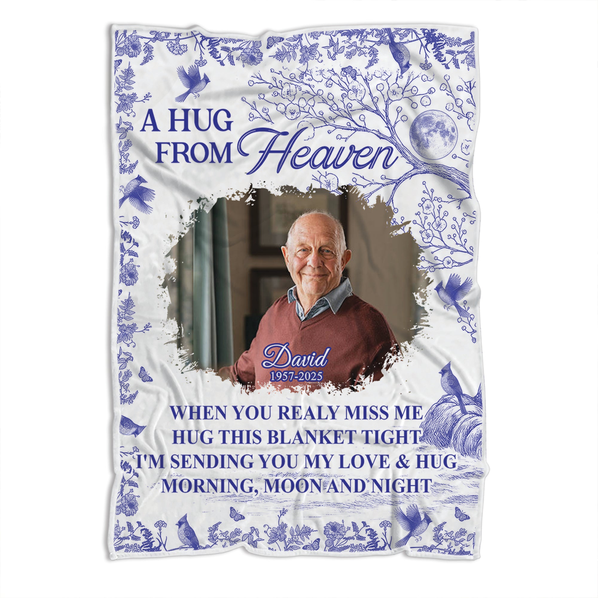 A Hug From Heaven - Custom Name and Photo Memorial Blanket - Christmas Gift