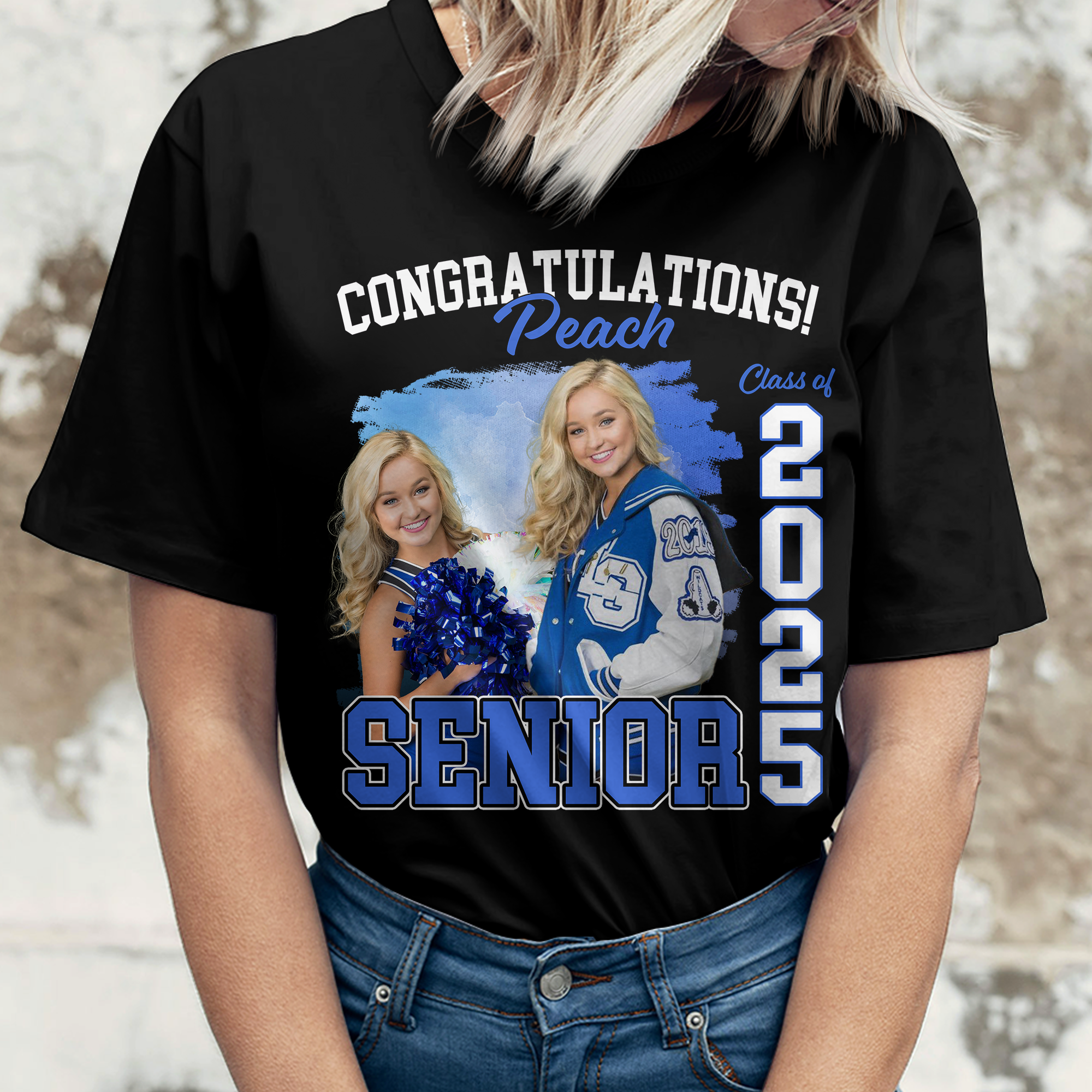 Congratulations Class Of 2025 SENIOR Personalized Graduation Shirt Upload Photo T-shirt, Graduation Gift