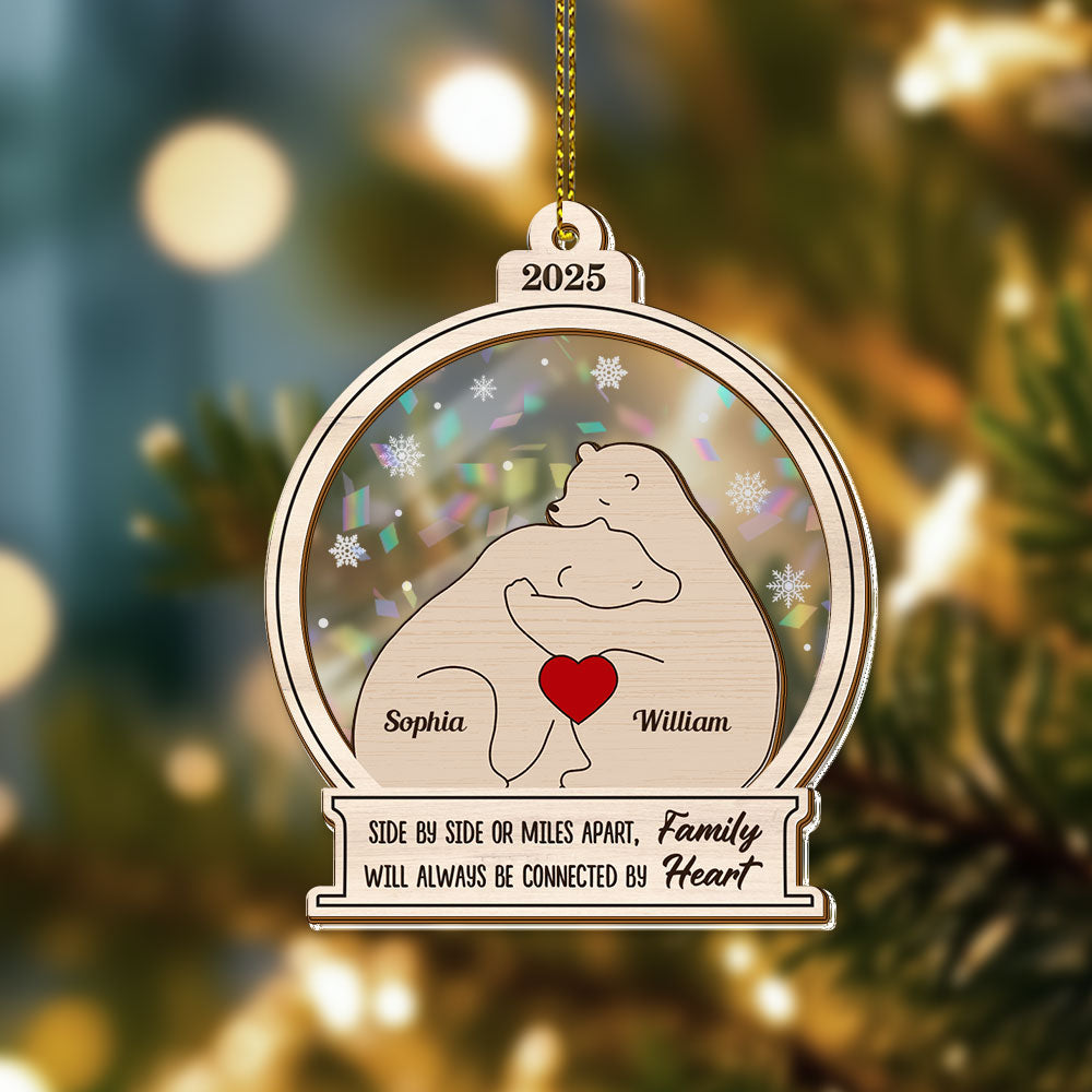 Personalized Bear Family Name Ornament - Custom Shape Hologram Ornament