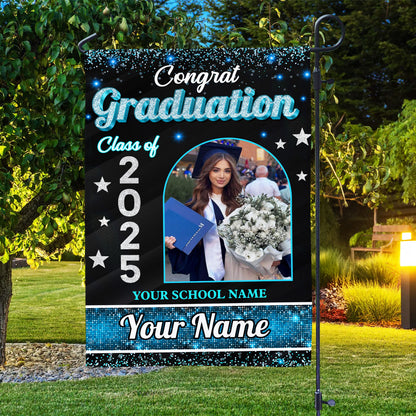 Custom Name Class Of 2025, Photo Flag Congrats Senior 2025 Graduation Garden Flag