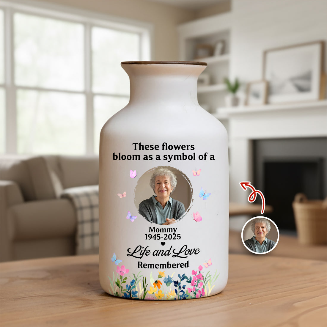 Life and Love - Personalized Elegant Ceramic Flower Pot Minimalist - Memorial Gift