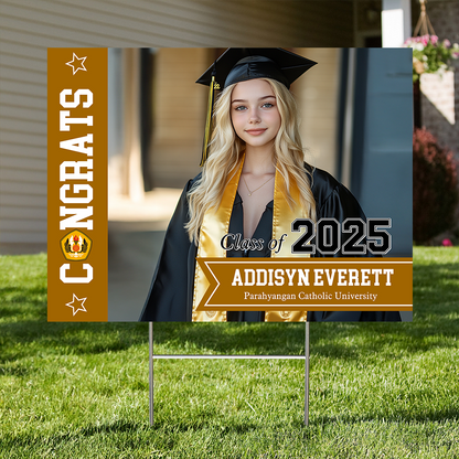 Custom Graduation Lawn Sign - Class of 2025, Personalized Name, School & Photo