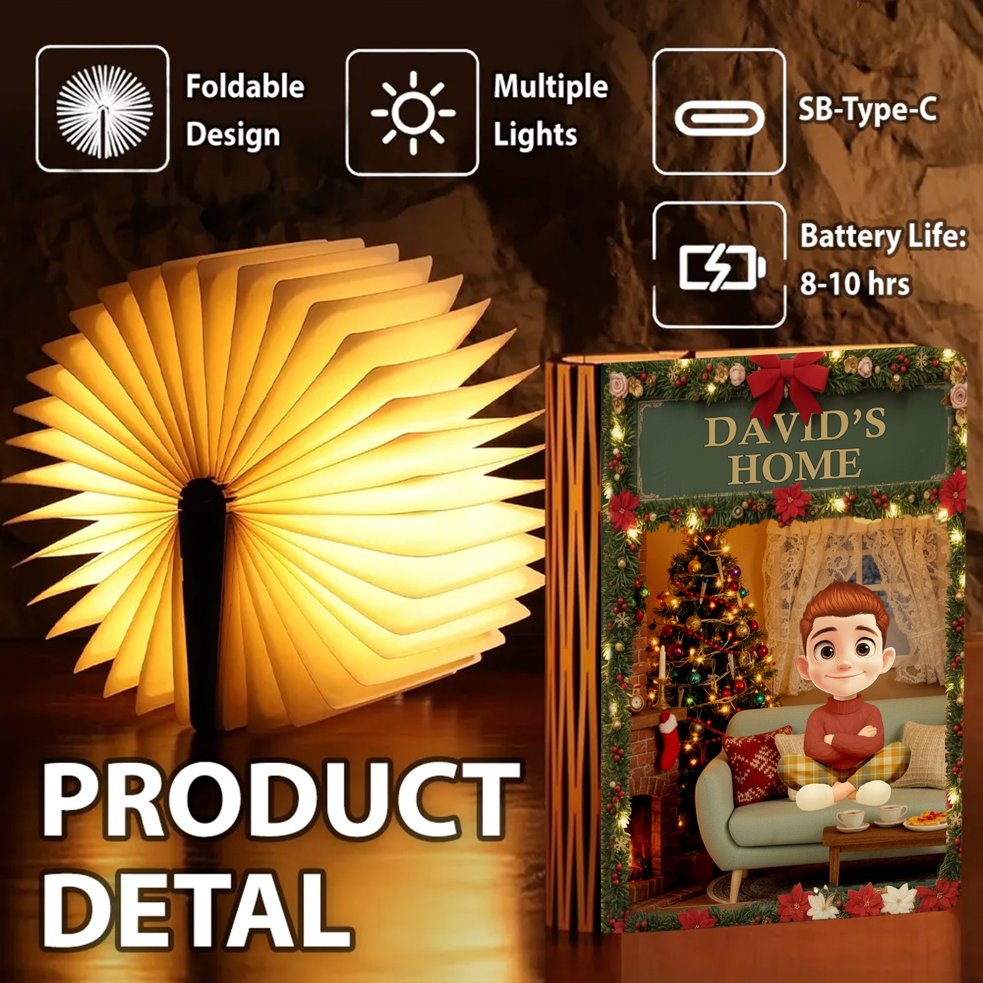 My Home - Personalized Book Lamp - Christmas Gift