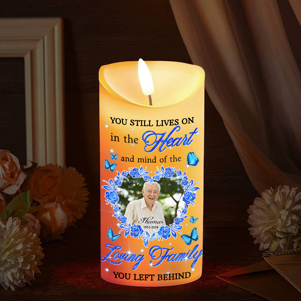 Custom Name and Photo Memorial Gift - Personalizes Memorial Photo LED Candle