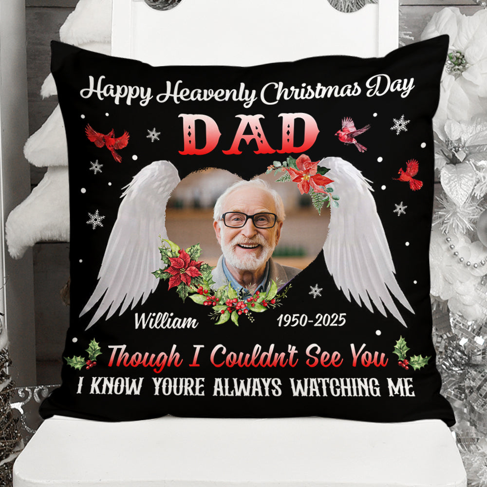 Custom Name and Photo - Heavenly Christmas Day - Personalized Pillow - Christmas Gift