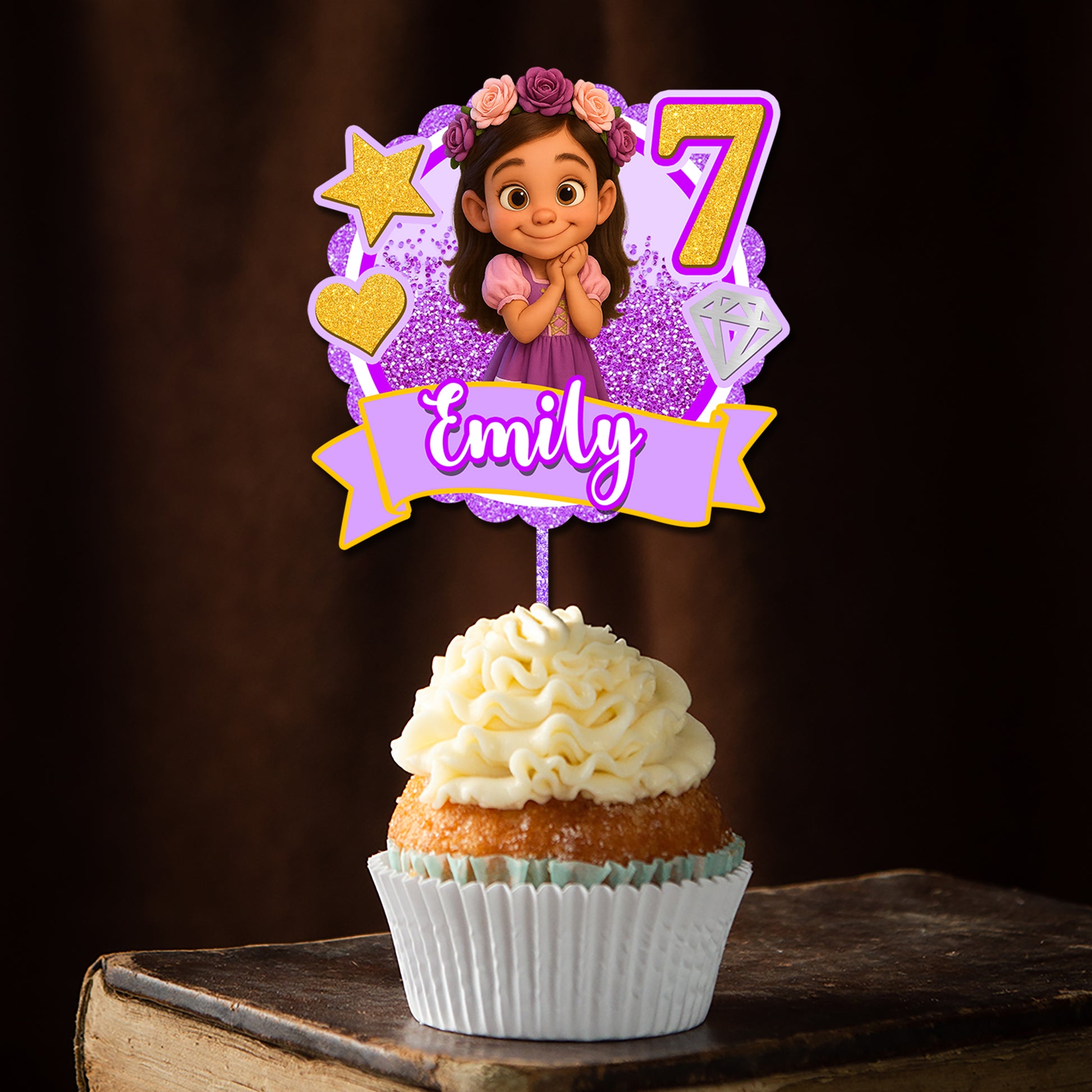 Princess Baby Birthday Face Photo - Custom Birthday Party Face Cupcake Toppers, Birthday Decorations, Physical Product
