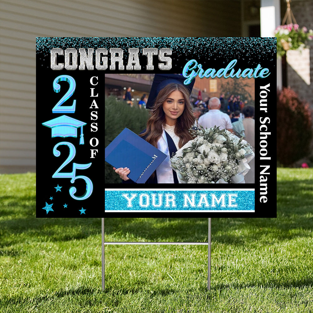 Congrats Class Of 2025 Lawn Sign, Personalized Congrats Graduation Senior 2025 Lawn Sign, Graduation Gift