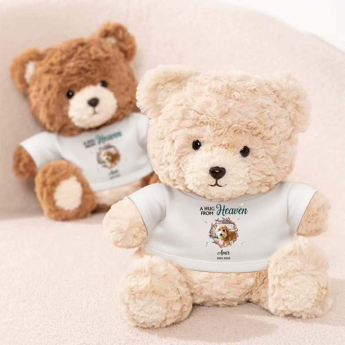 A Hug From Heaven - Memorial Bear Plush - Custom Photo Cute Bear
