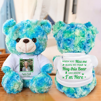 Memorial Teddy Bear - When You Miss Me - Custom Name and Photo Teddy Bear