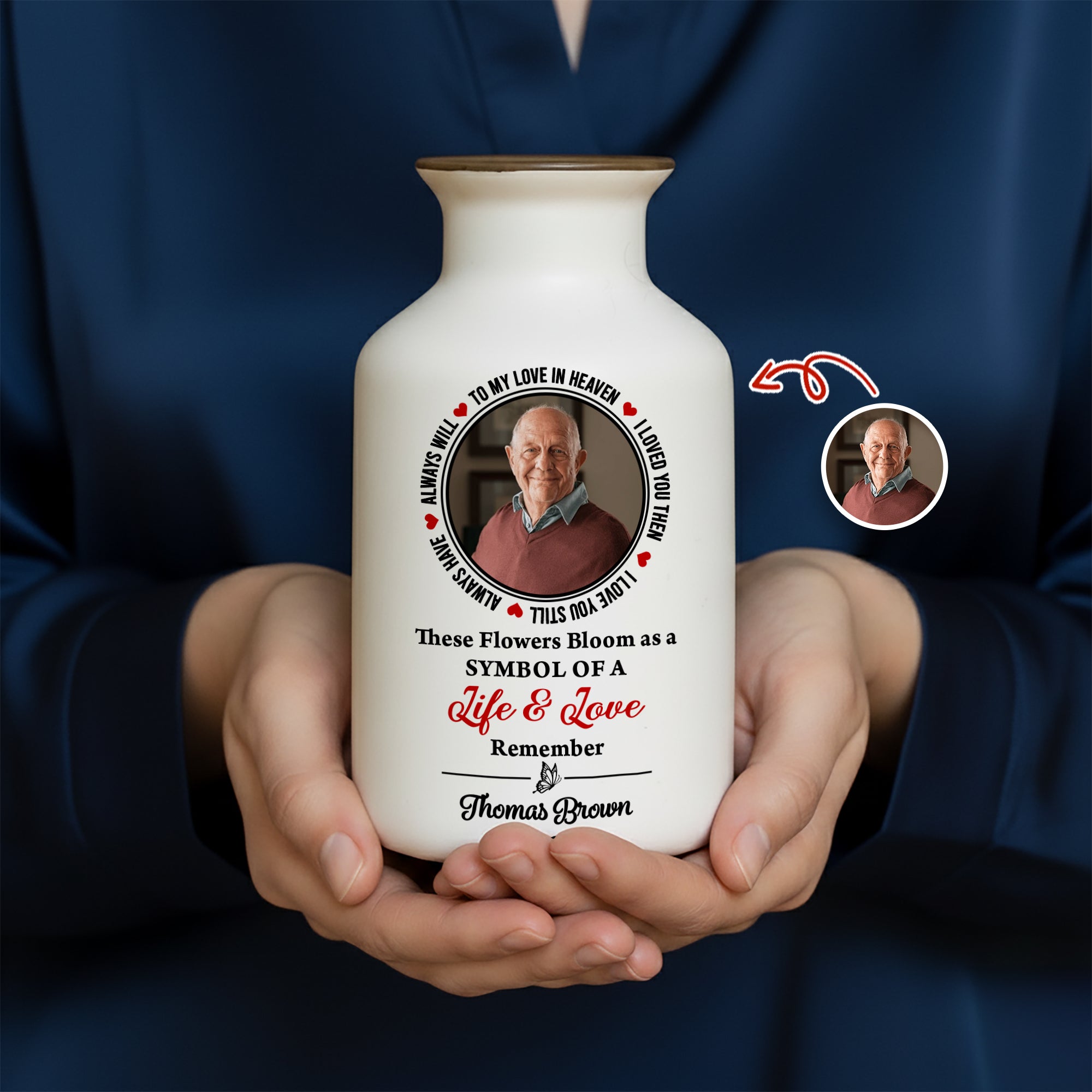 Life and Love - Personalized Elegant Ceramic Flower Pot Minimalist - Memorial Gift