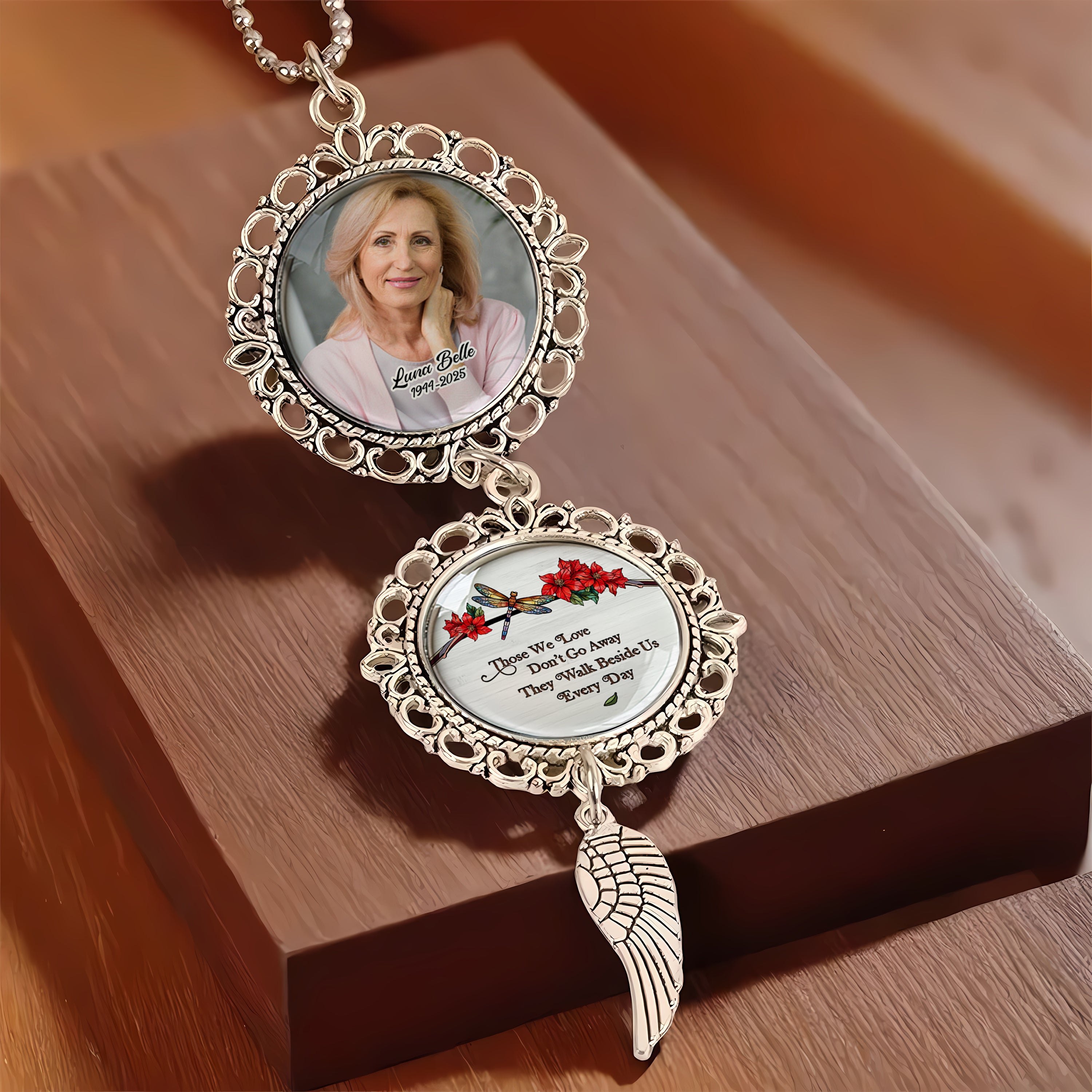 Forever In Our Hearts - Personalized Photo Car Ornament With Charm