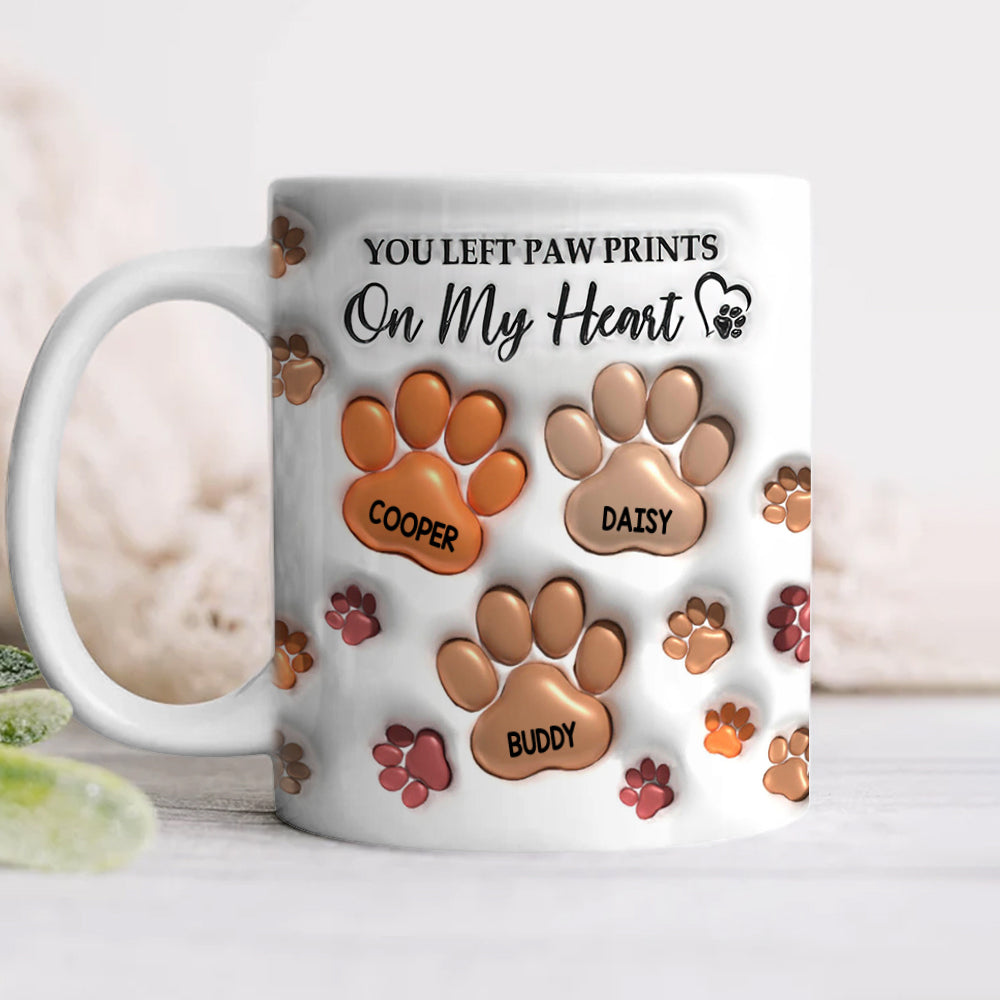 Pawprints On My Heart - Pet Memorial Gift - Personalized Custom Mug