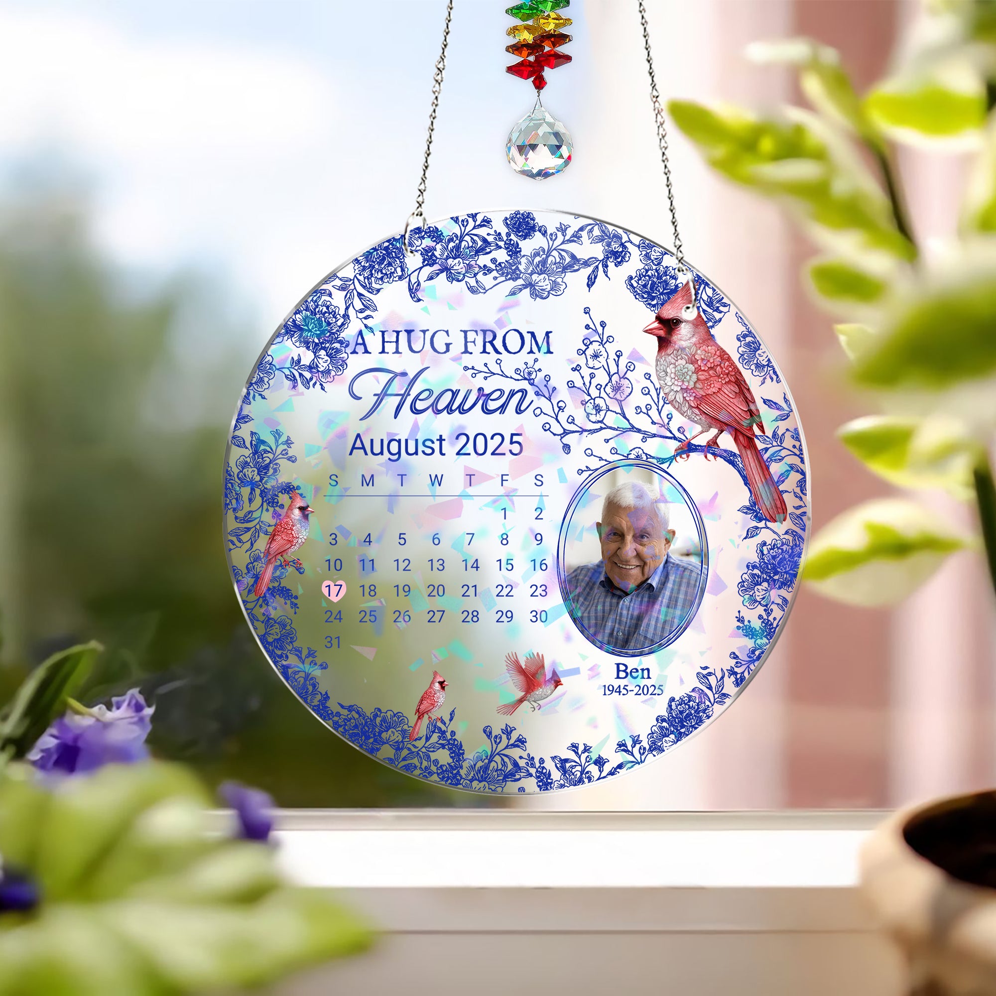 A Hug From Heaven - Ornament Hanging Piece With Crystal Charm - Memorial Gift