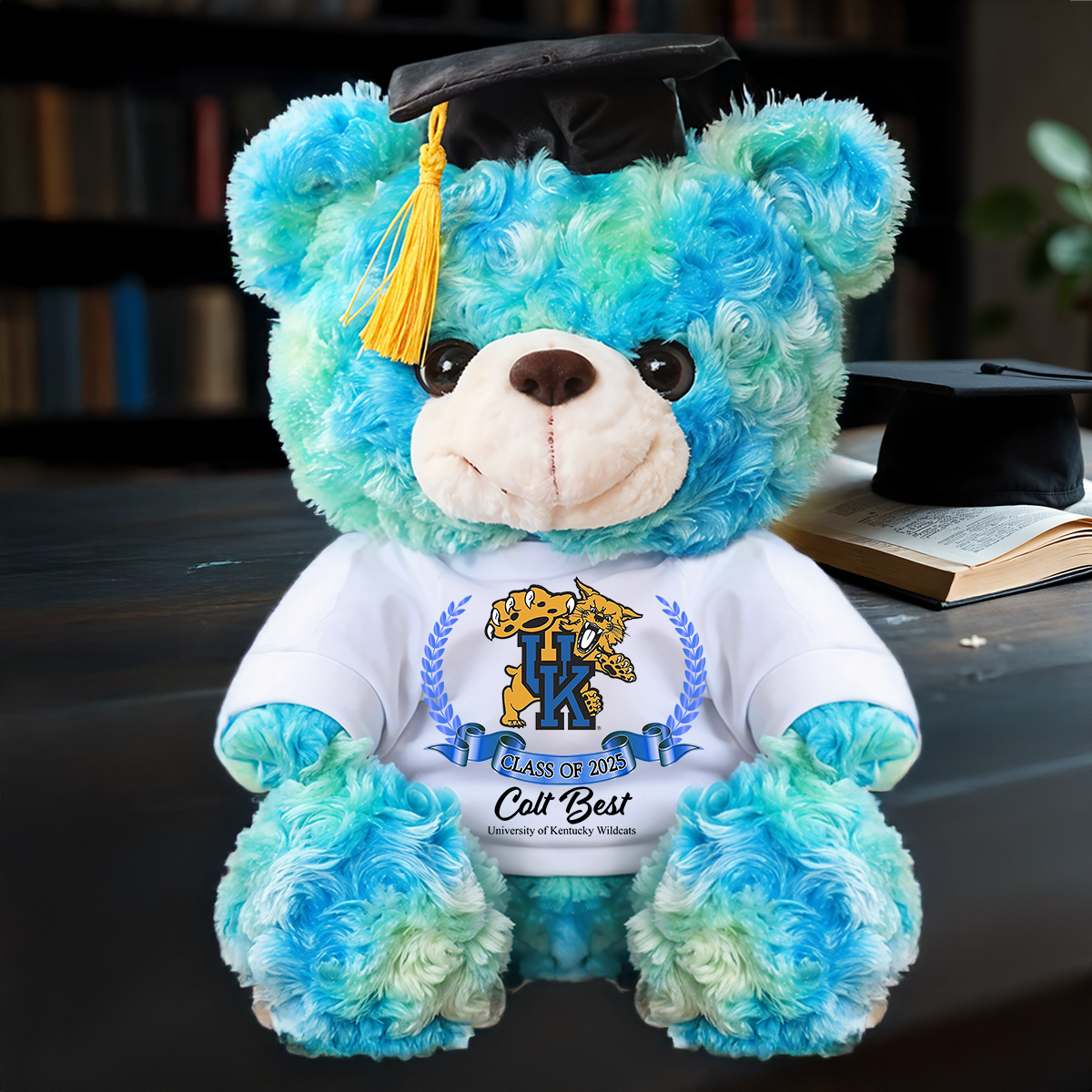 Class Of 2025 Custom Logo Graduation Teddy Bear Plush - Graduate Bear With Cap