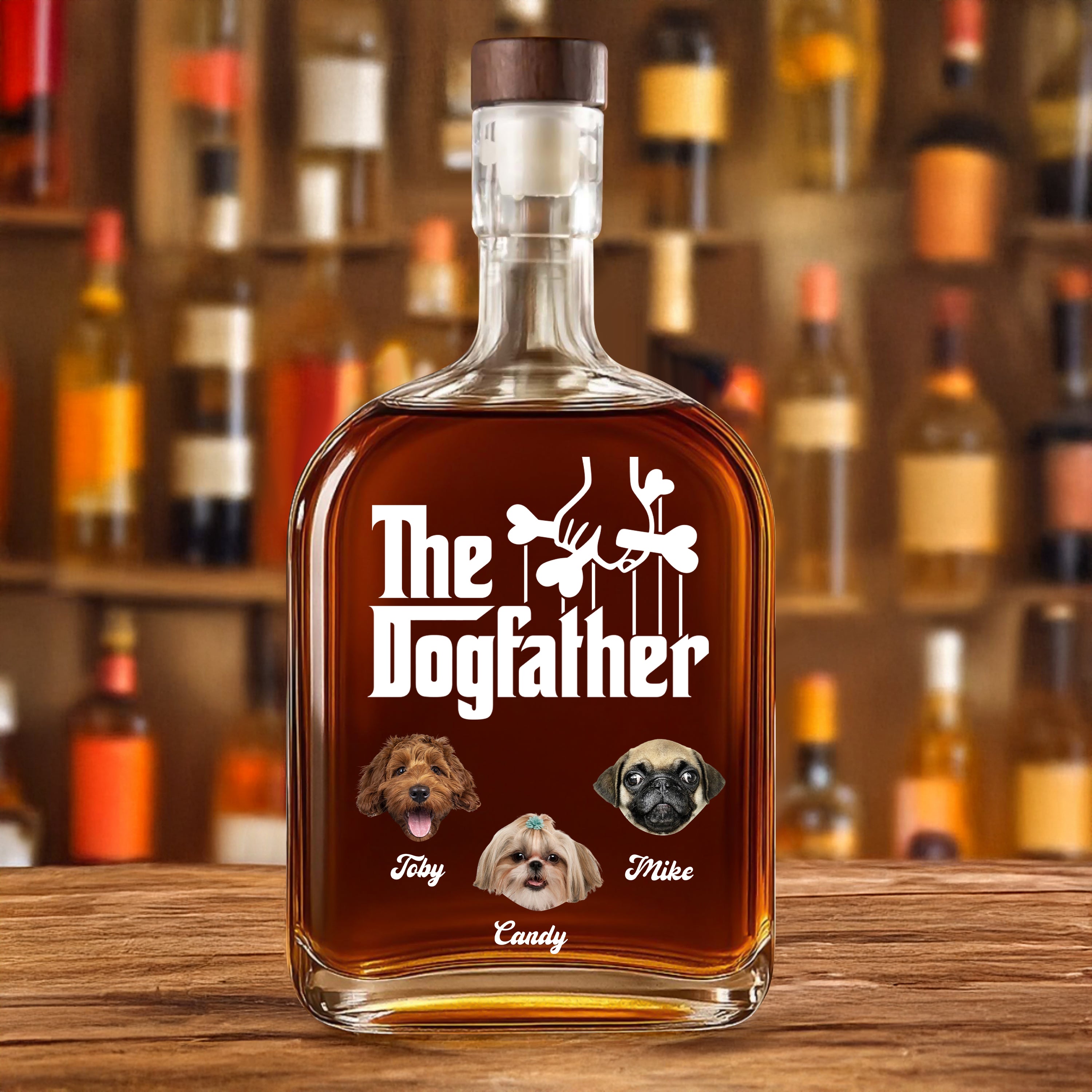 Pet Lover Gift - Custom Pet Photo and Name - Personalized Custom Whiskey Bottle