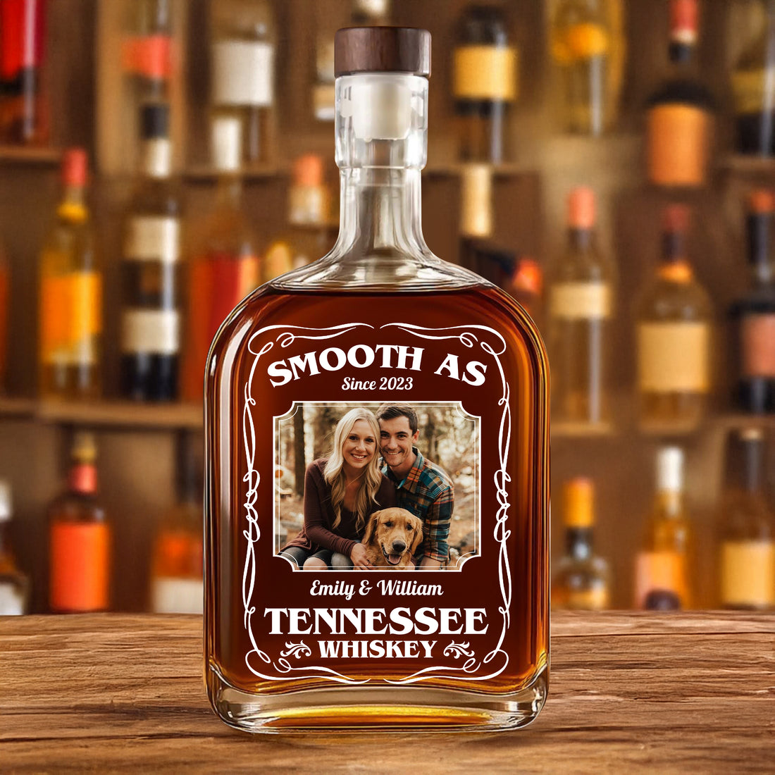 Custom Family Name and Photo - Personalized Custom Whiskey Bottle