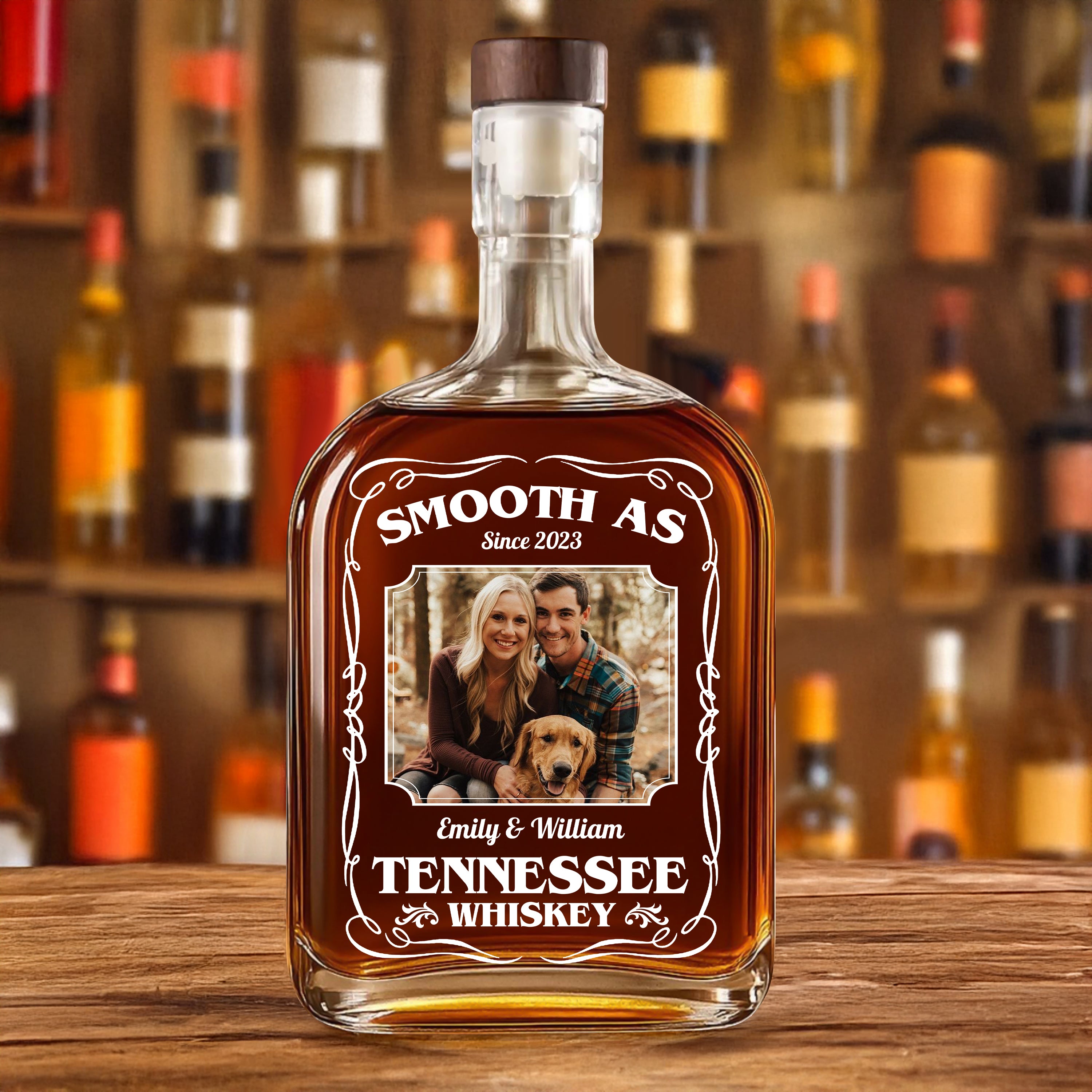 Custom Family Name and Photo - Personalized Custom Whiskey Bottle