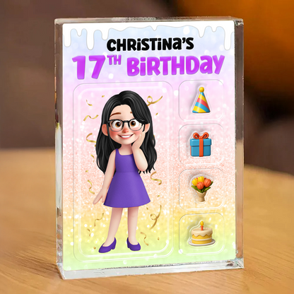 Birthday Gift - Custom Photo and Name Personalized Acrylic Block Plaque