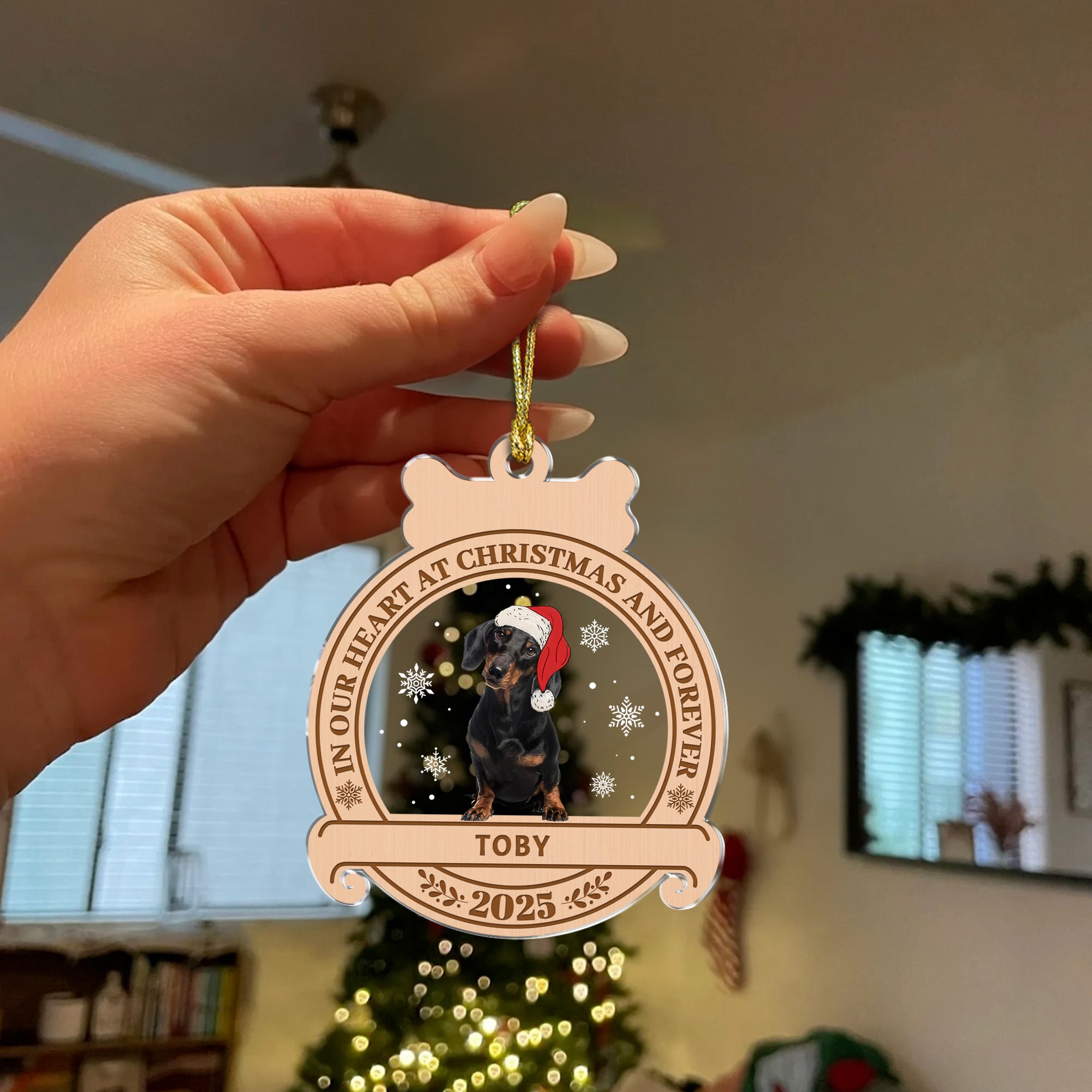 Custom Pet Name and Photo - Custom Shape Hologram Ornament - Pet Memorial