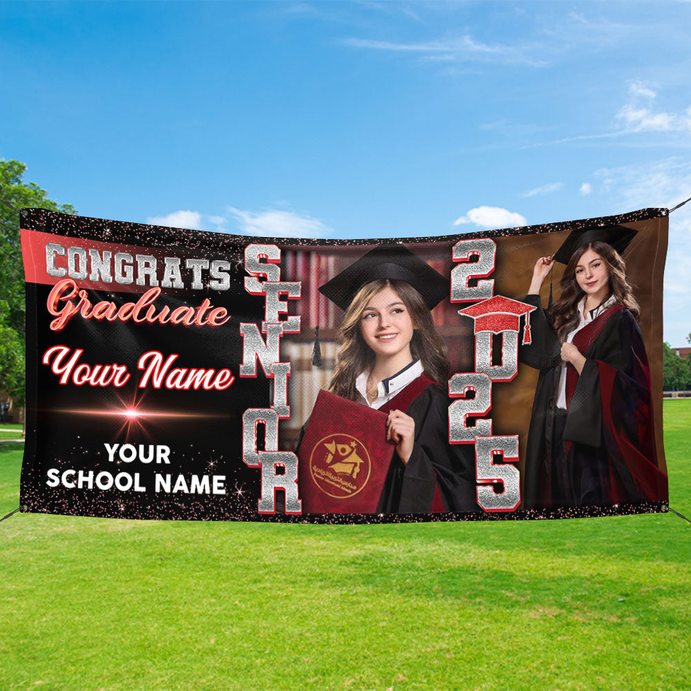 Personalized Graduation Banner, Graduation Party Decorations, Senior 2025 Banner, Congratulations Photo Banner,  Class of 2025 Banner