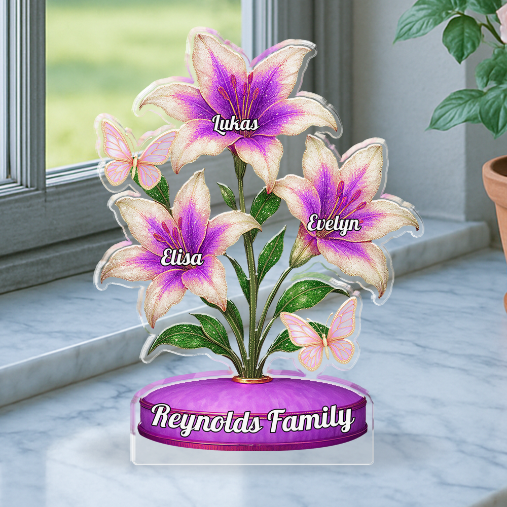 Flower Name - Custom Name Acrylic Block - Custom Acrylic Block Plaque