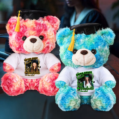 2025 Congrats Graduation Teddy Bear Plush - Custom Photo and Name  - Graduate Bear With Cap
