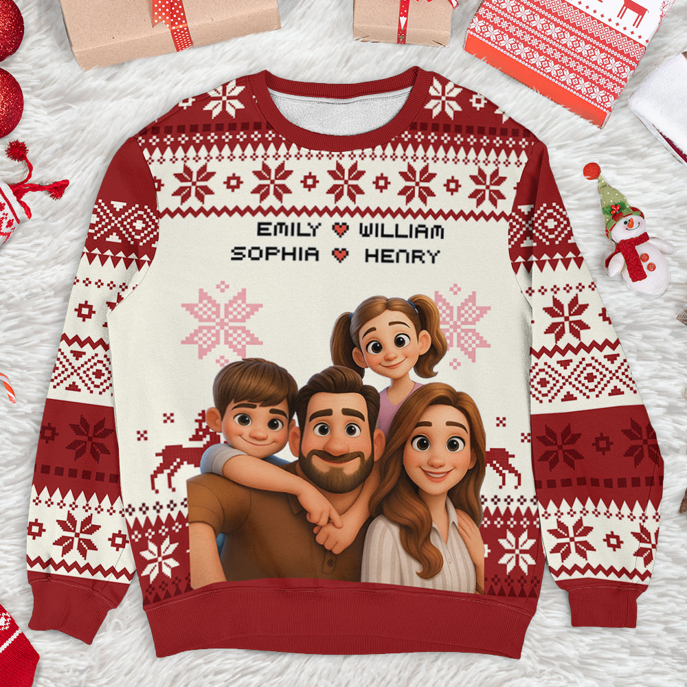 Custom Photo 3D Style Unisex Ugly Christmas Sweatshirt - All-Over-Print Sweatshirt