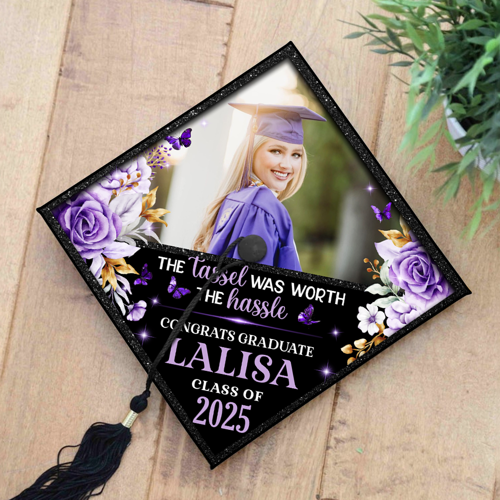 Personalized Class Of 2025 Photo Graduation Cap Topper, Decorations For Grad Cap