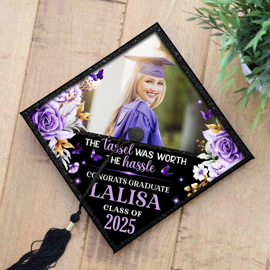 Personalized Class Of 2025 Photo Graduation Cap Topper, Decorations For Grad Cap