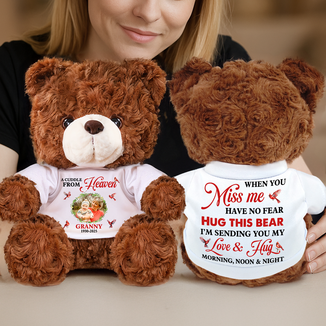 A Cuddle From Heaven - Personalized Memorial Bear Plush - Custom Name and Photo Teddy Bear
