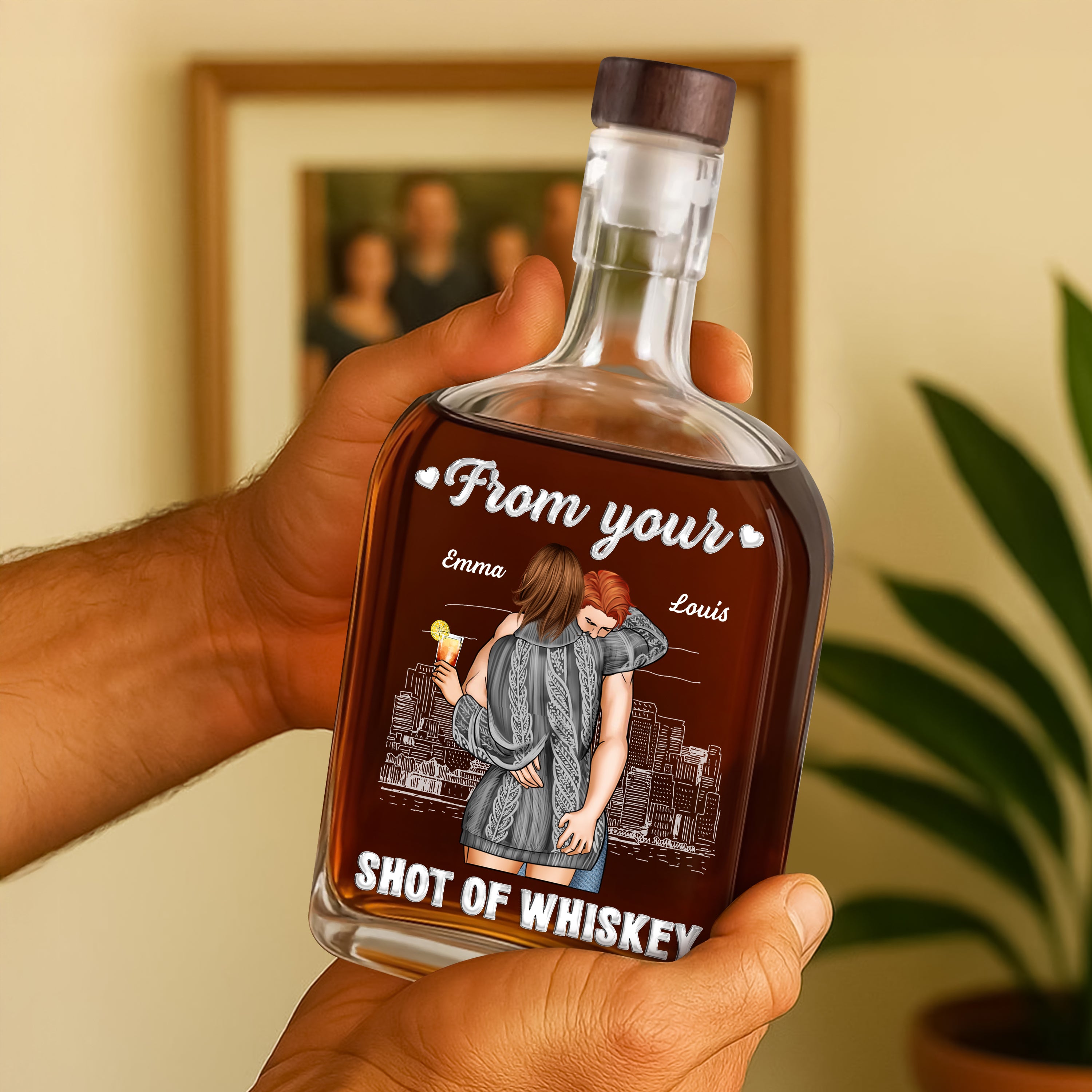 From Your Shot Of Whiskey - Custom Couple Name and Appearance - Personalized Custom Whiskey Bottle