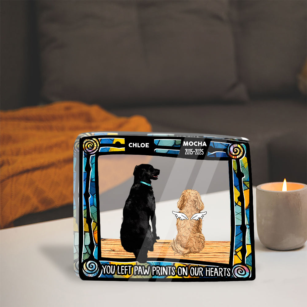 You Left Pawprints on Our Heart - Custom Shape Acrylic Block Plaque