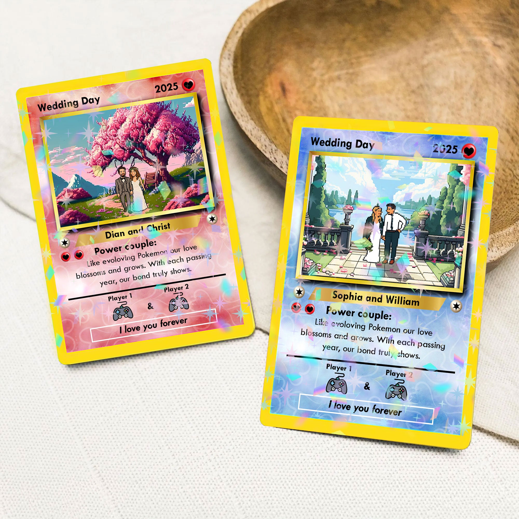 Personalized Couple Gift - Wedding Day - Custom Shape Hologram Ornament