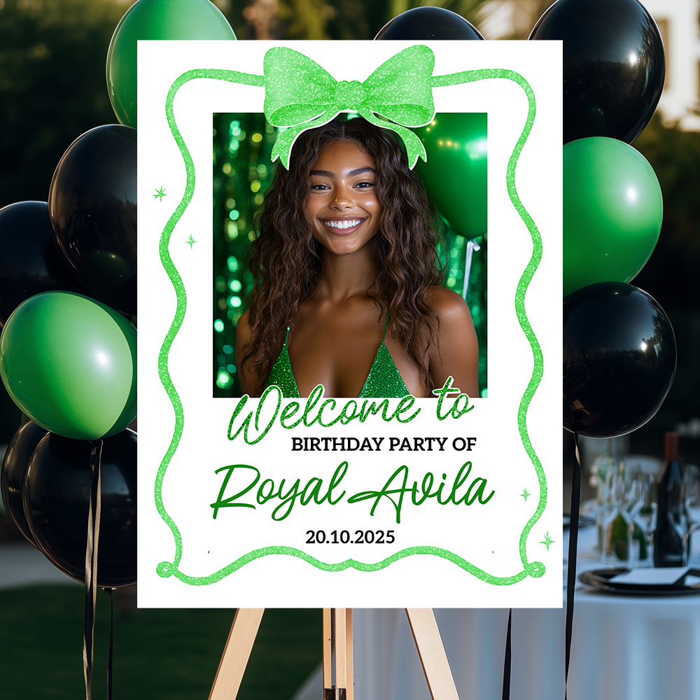 Birthday Party Sign - Custom Name & Photo Law Sign - Welcome To My Birthday Sign